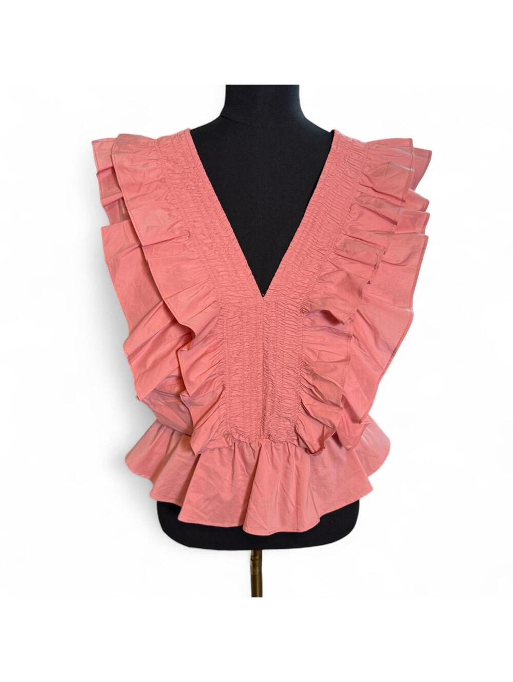 Strut & Bolt for Anthropologie Pink Ruffle Top Size S